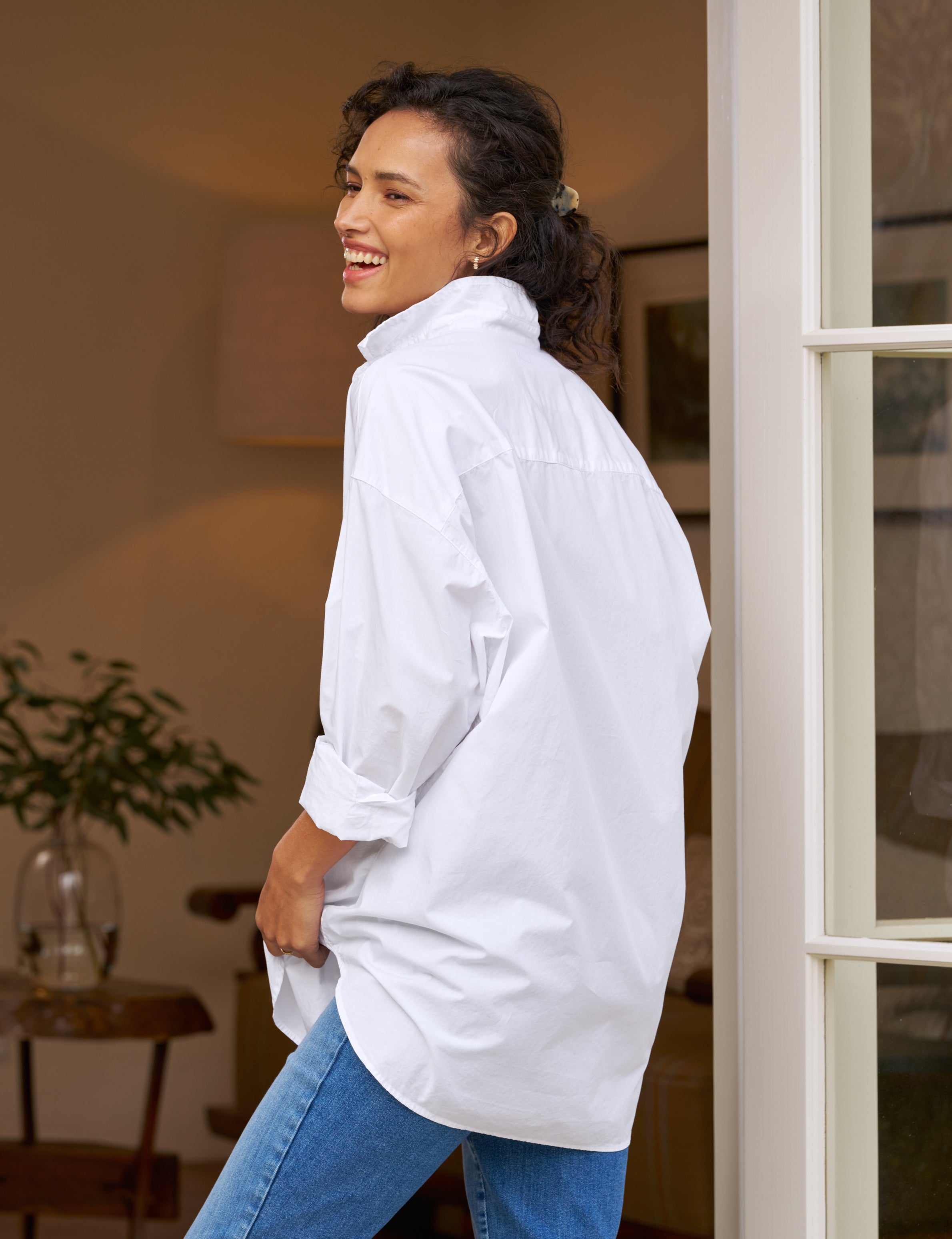 Lakely Oversized Button Down Shirt - White