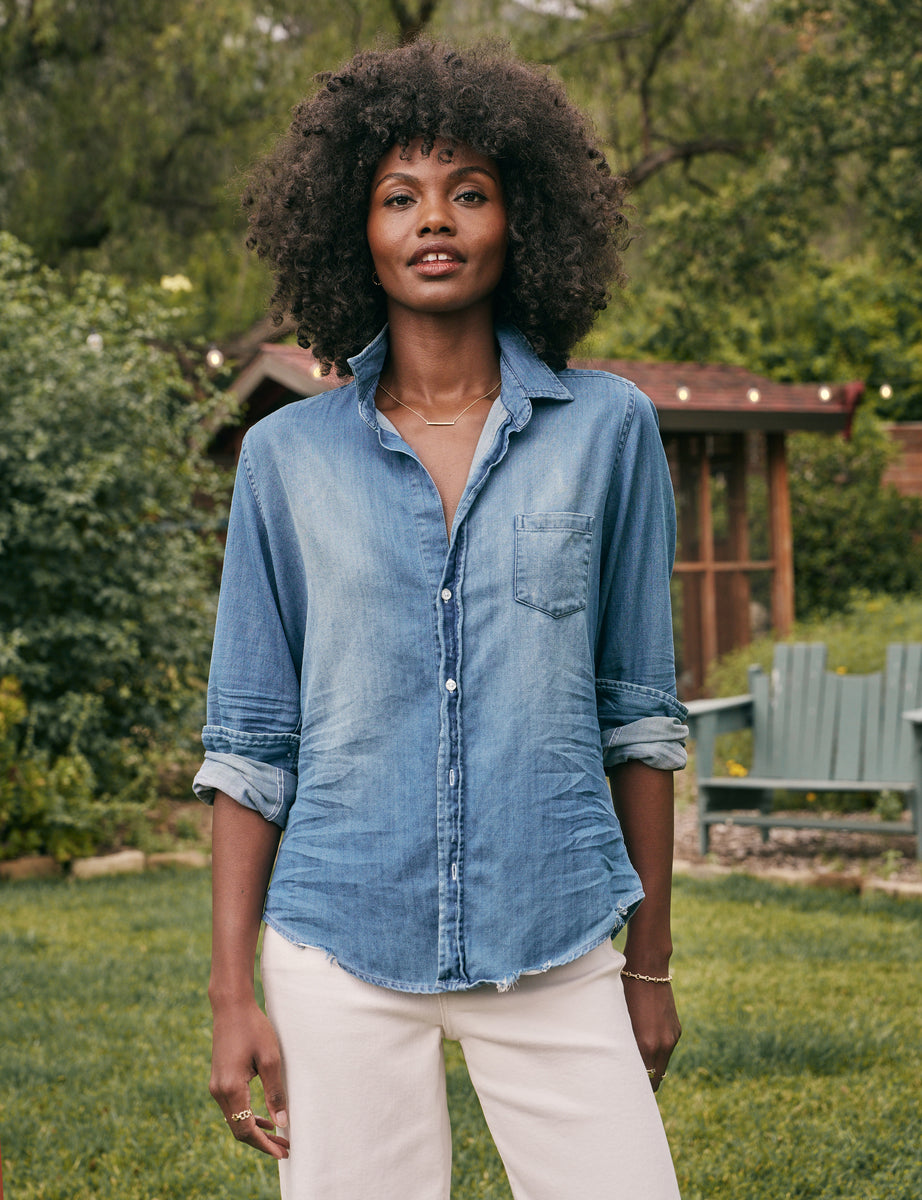 Barry, Tailored Button-Up Shirt, Vintage Blue Denim | Frank & Eileen