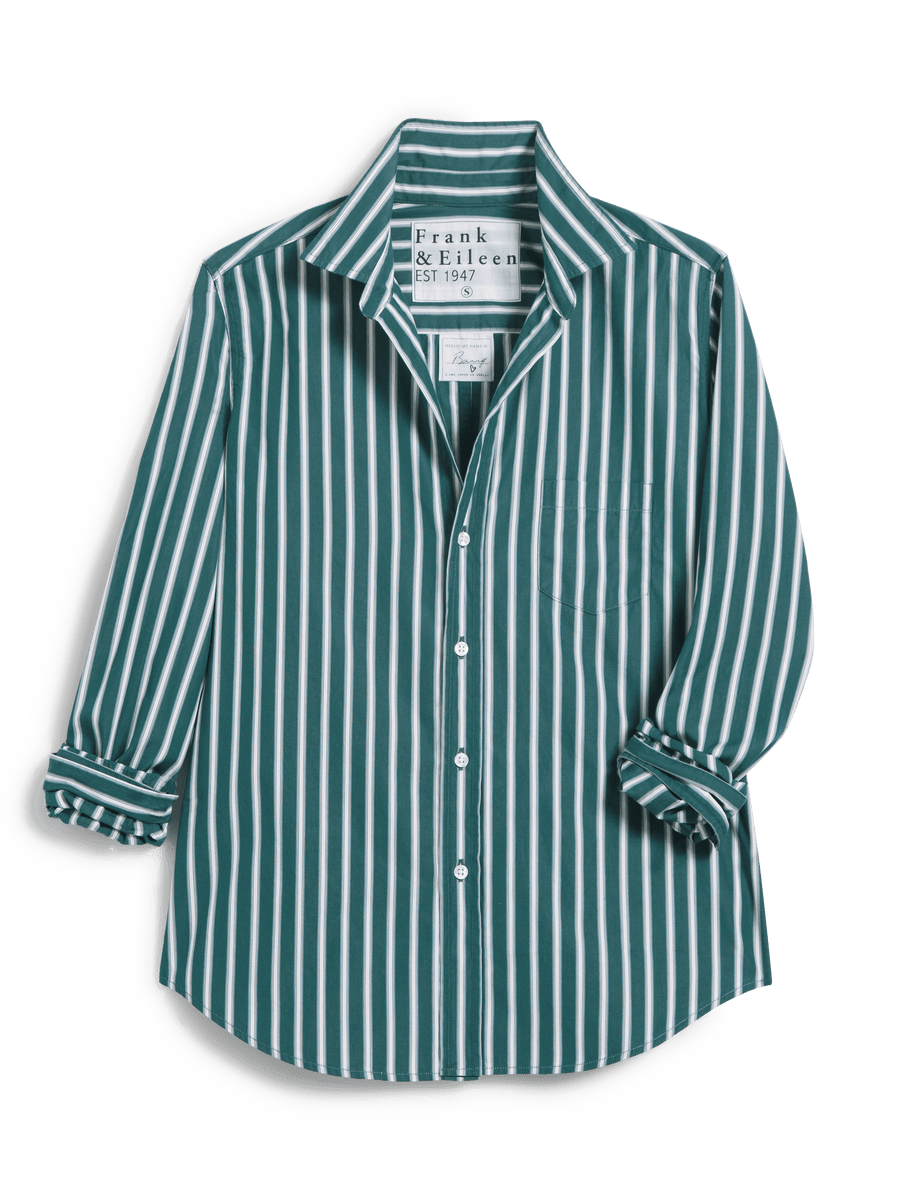 Frank & Eileen Barry Linen cheapest Button Down Shirt Green Womens XS Striped Long Sleeve