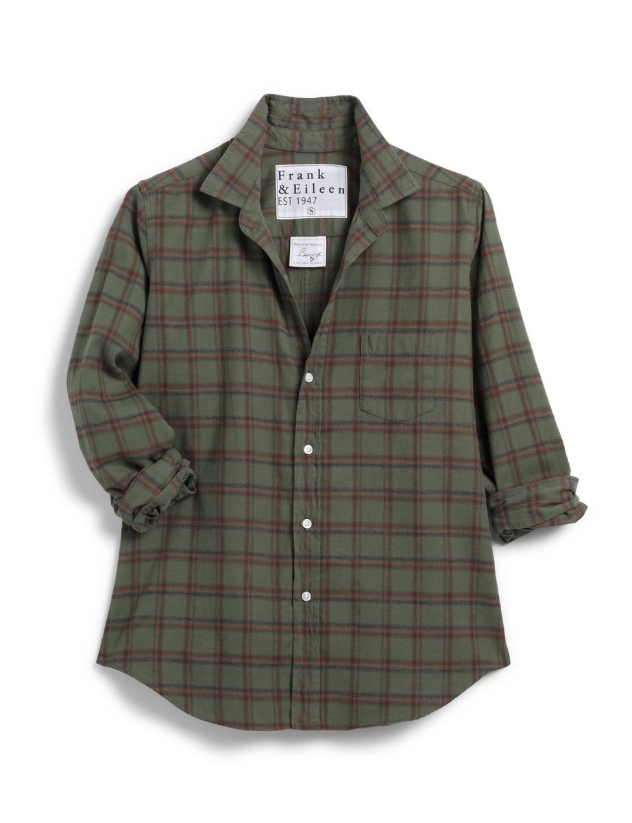 Barry, Tailored Button Up Shirt, Green and Brown Plaid – Frank