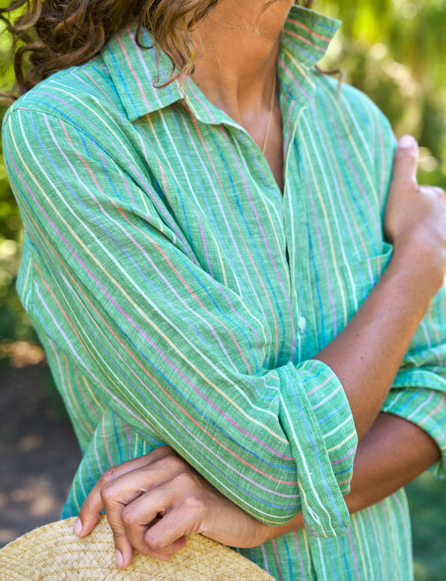 RORY Green Multi Stripe, Italian Classic Linen
