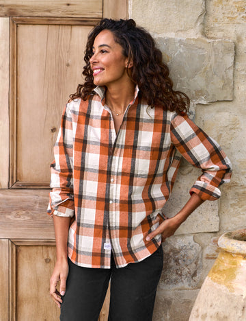 EILEEN Pumpkin and Brown Plaid, Italian Flannel