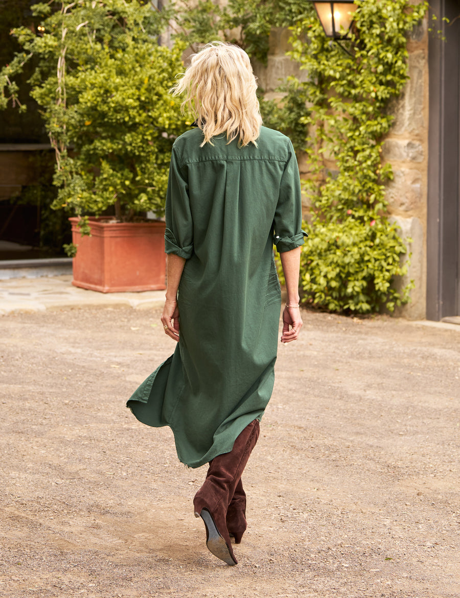 Rory, Maxi Shirtdress, Green Denim | Frank & Eileen