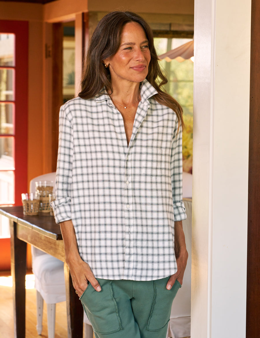 EILEEN White and Gray Plaid, Italian Flannel