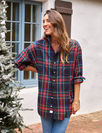 MACKENZIE Black and Red with Green Plaid, Italian Flannel