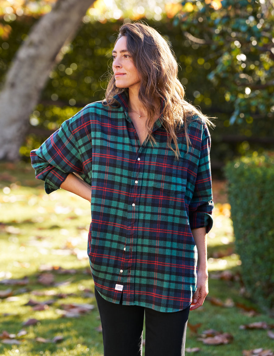 MACKENZIE Navy and Green with Red Plaid, Flannel