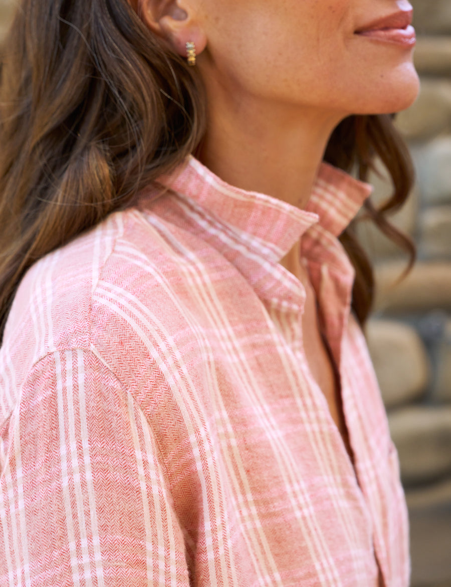 EILEEN Orange and Cream Plaid, Flannel Linen