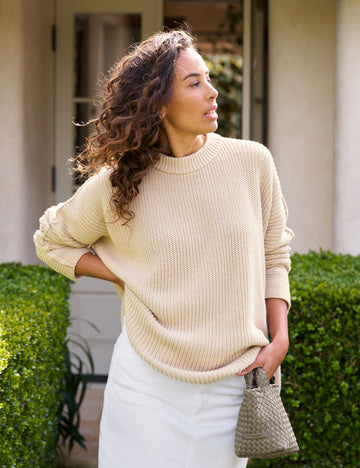 MONTECITO SWEATER Sand, Pure Italian Cotton