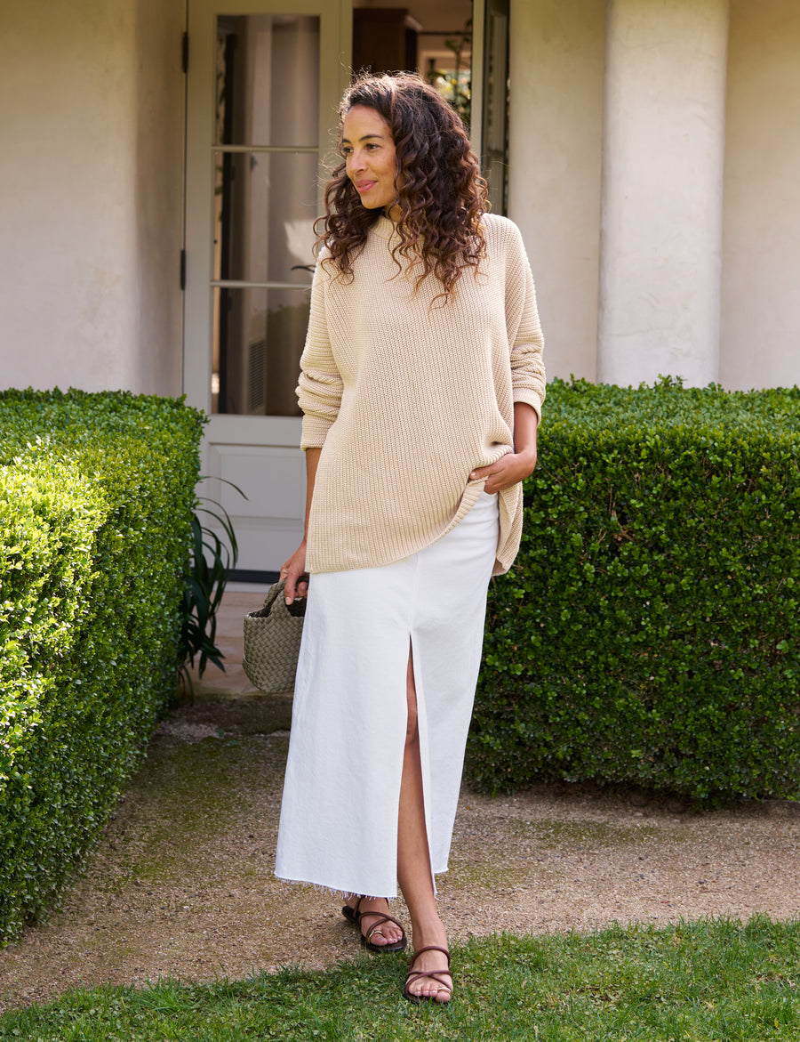 MONTECITO SWEATER Sand, Pure Italian Cotton