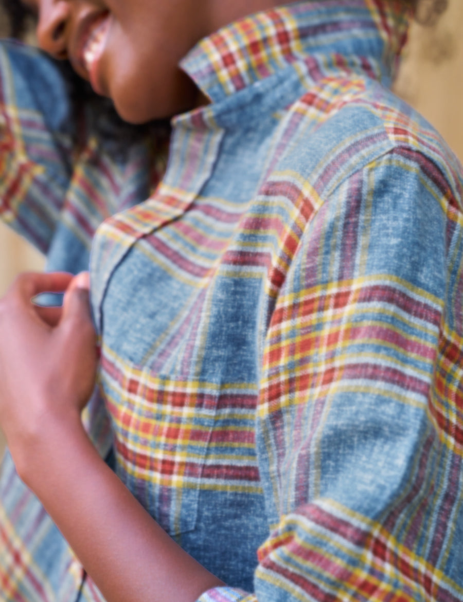 EILEEN Blue and Red with Yellow Plaid, Flannel