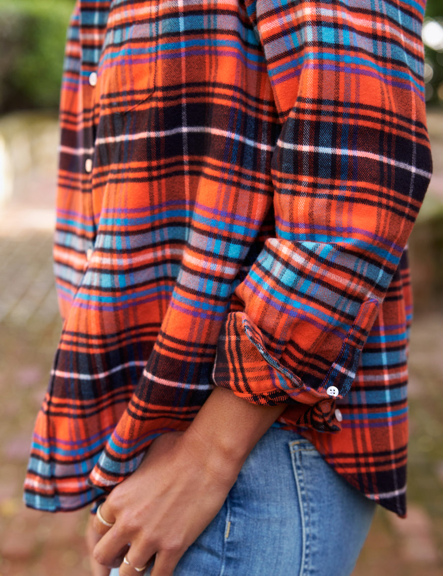 EILEEN Orange and Blue with Black Plaid, Flannel