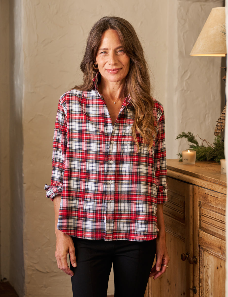 EILEEN Red and Black with White Plaid, Italian Flannel