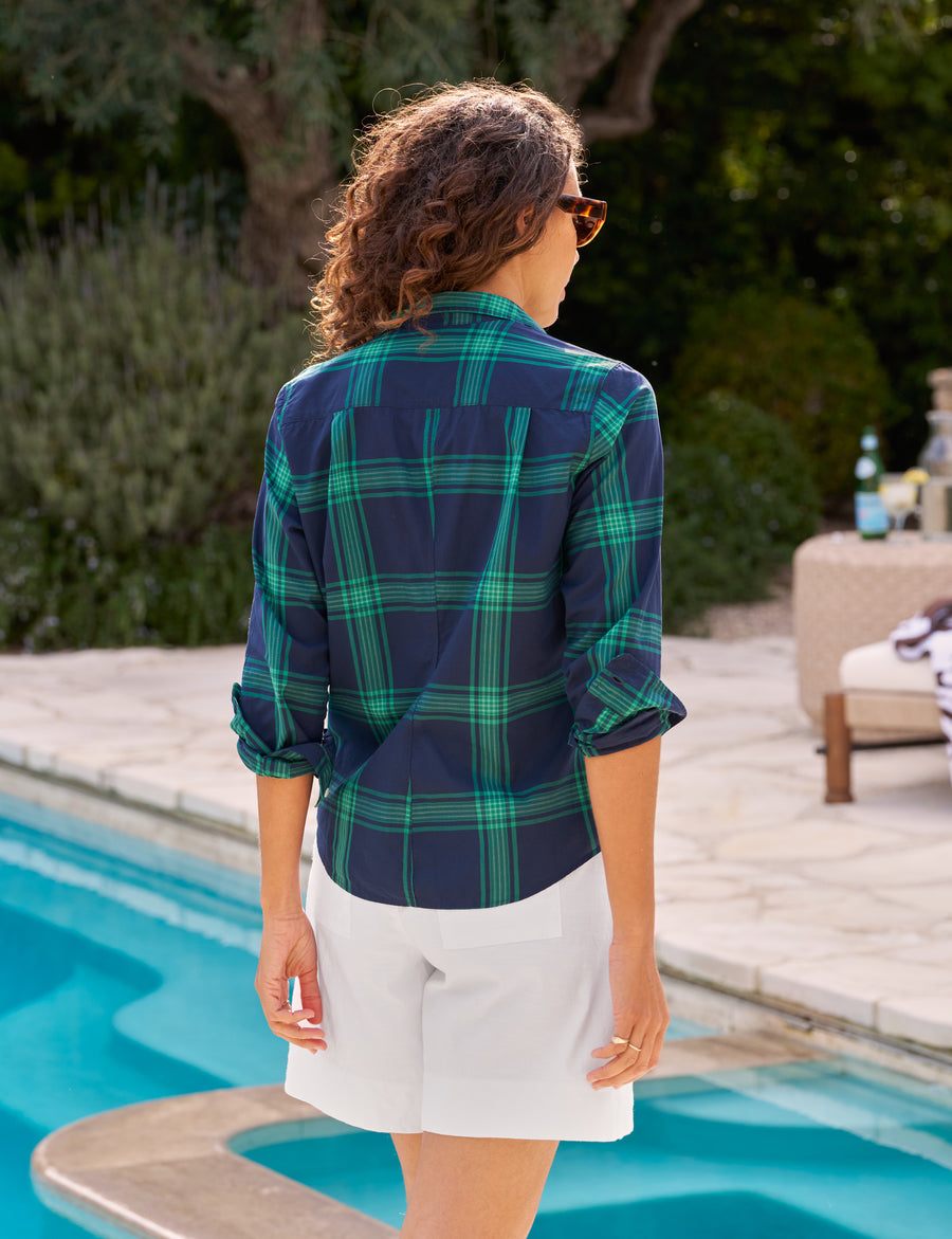 BARRY Jade and Navy Plaid, Casual Cotton