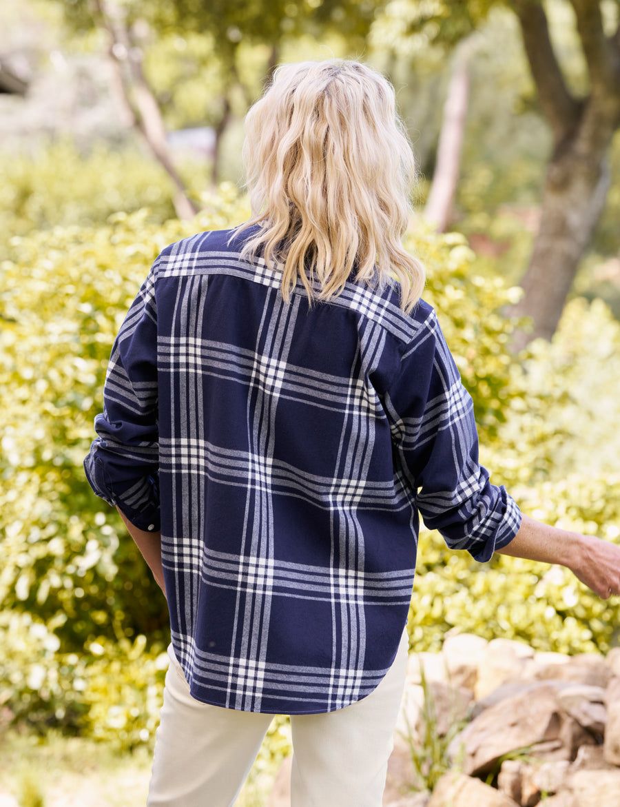 EILEEN Navy and White Plaid, Italian Flannel