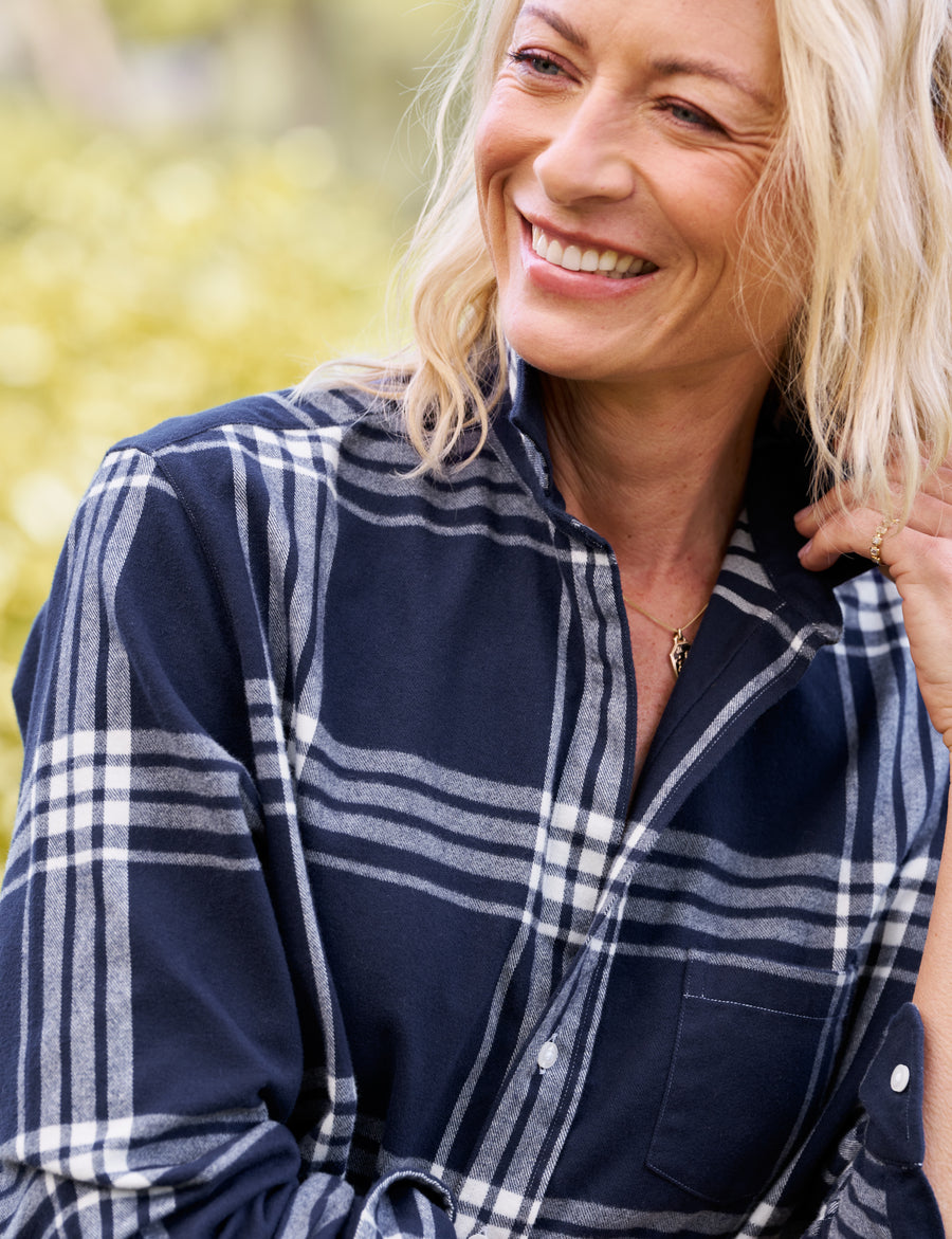 EILEEN Navy and White Plaid, Italian Flannel