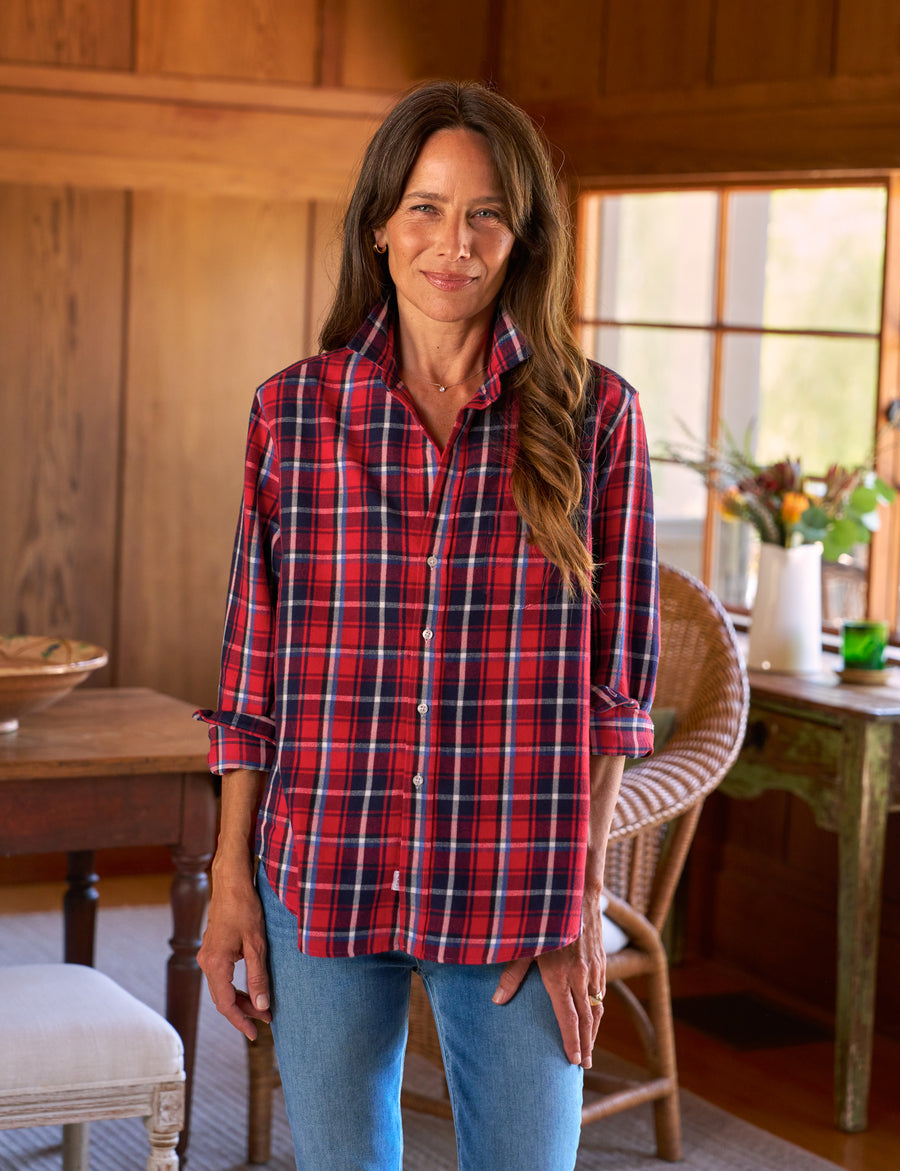 EILEEN Red and Navy Plaid, Flannel