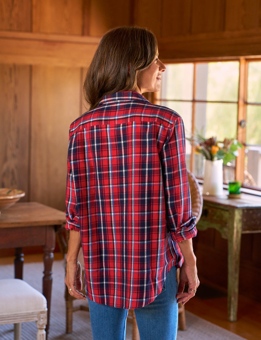 EILEEN Red and Navy Plaid, Flannel