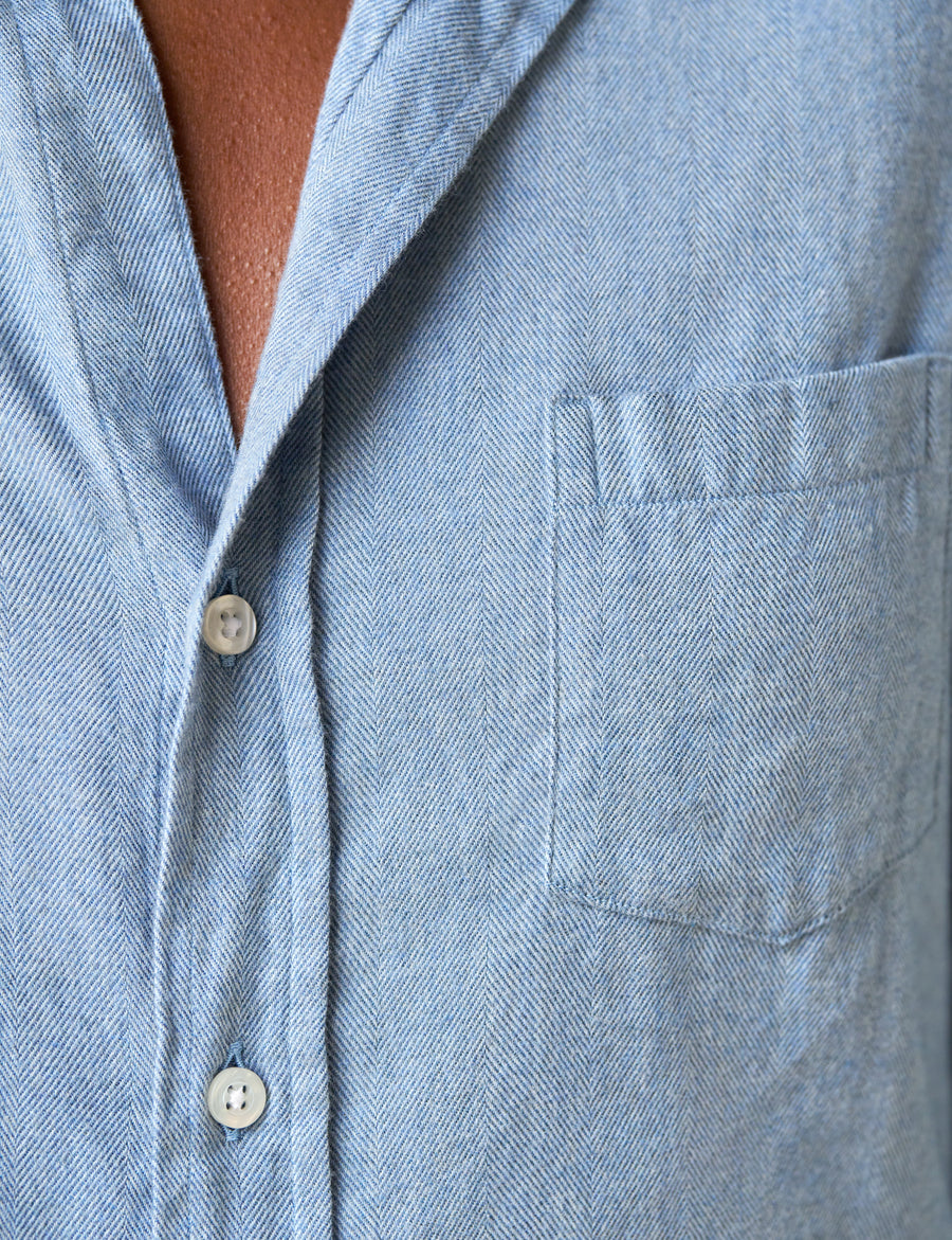 BARRY Blue Herringbone, Italian Flannel