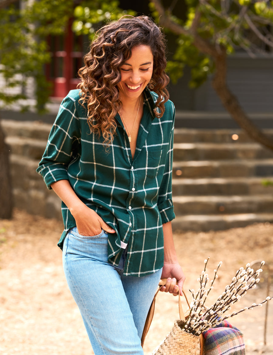 EILEEN Green Windowpane, Italian Flannel