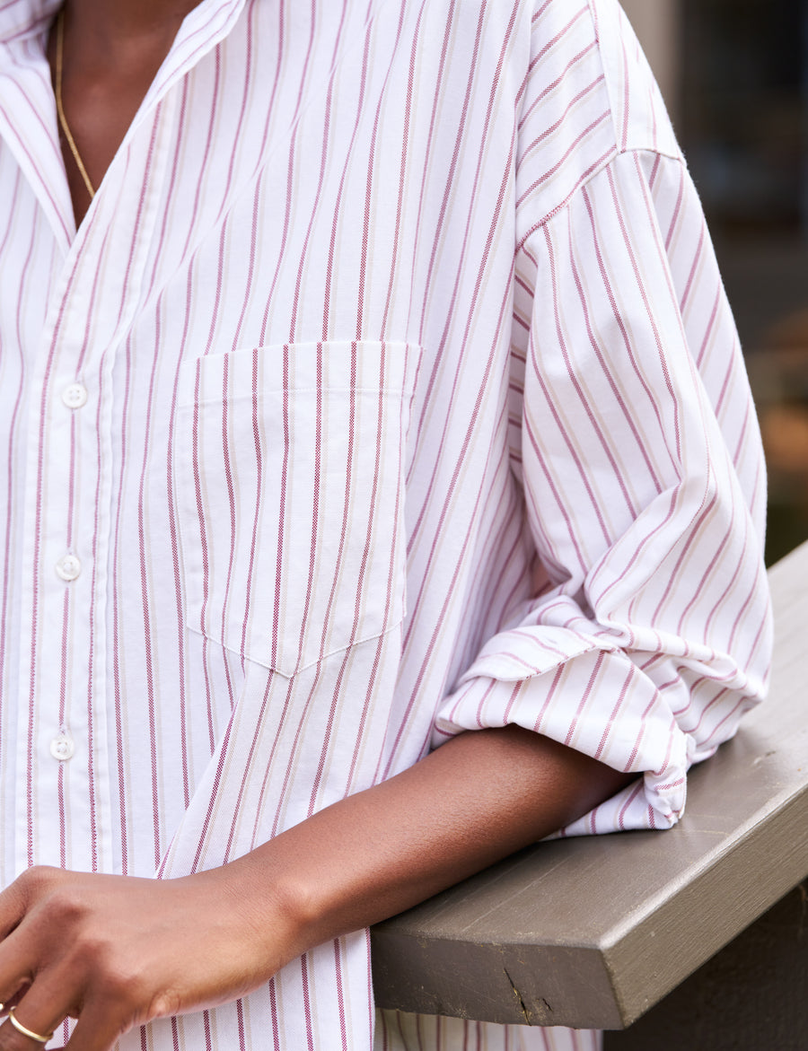 SHIRLEY Sand and Maroon Stripe, 1947 Italian Oxford