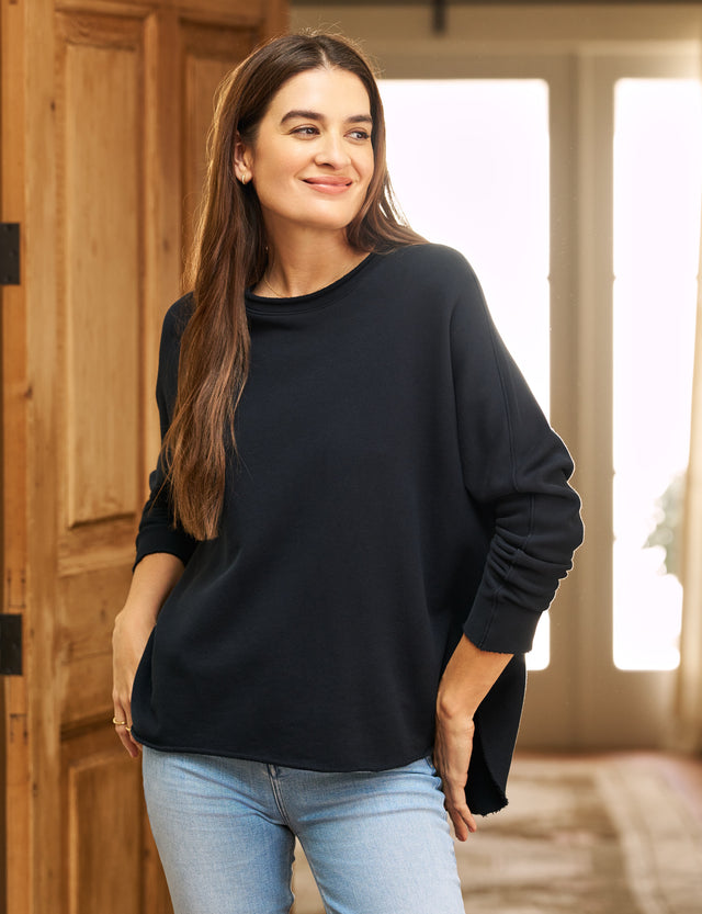 Anna, Long-Sleeve Capelet, Navy | Frank & Eileen