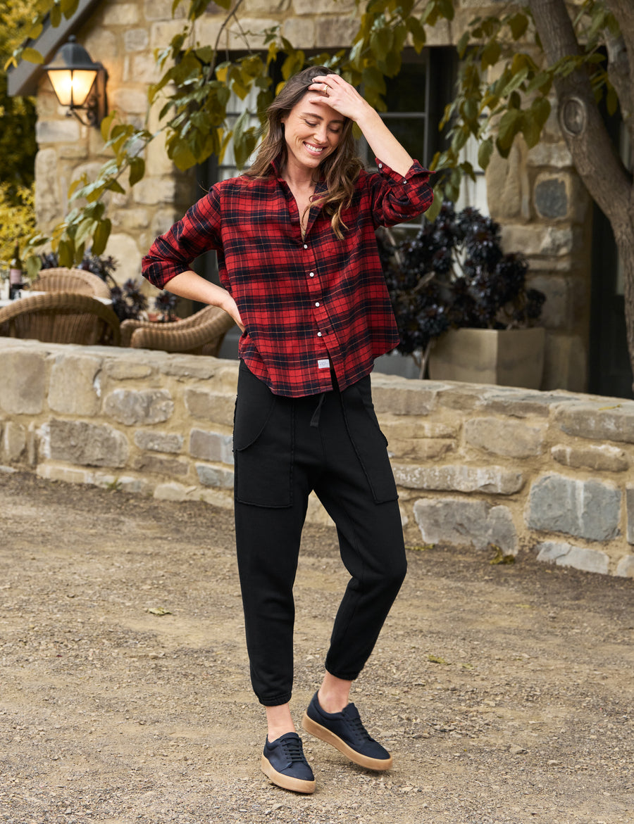 EILEEN Heather Red and Black Plaid, Italian Flannel