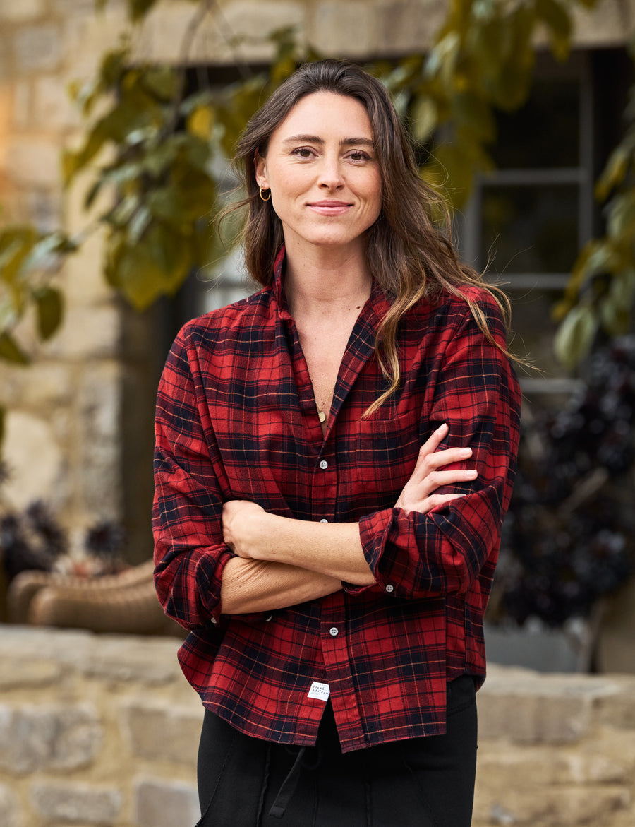 EILEEN Heather Red and Black Plaid, Italian Flannel