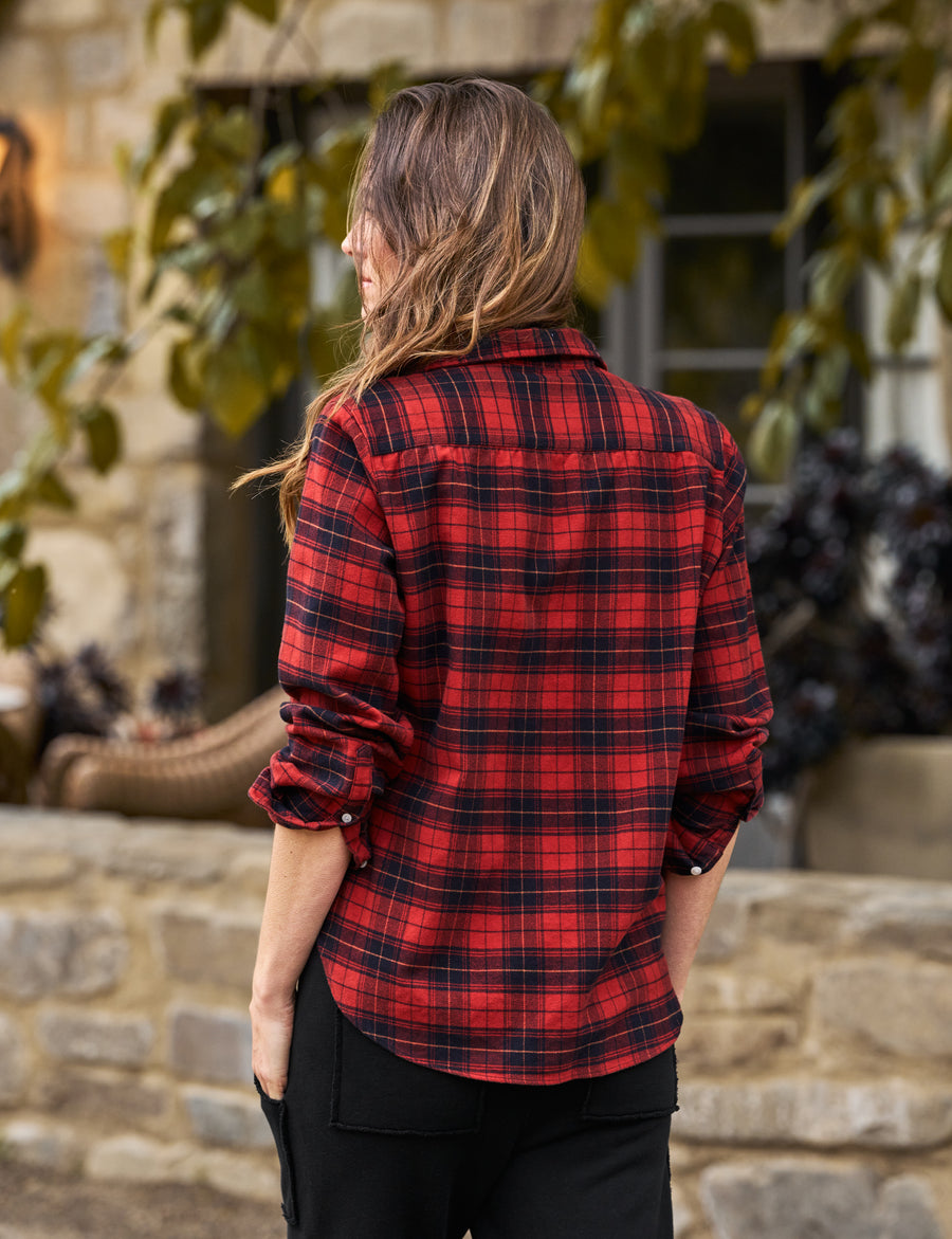 EILEEN Heather Red and Black Plaid, Italian Flannel