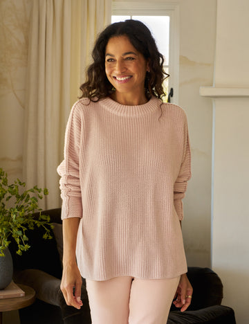 MONTECITO SWEATER Vintage Rose, Pure Italian Cotton