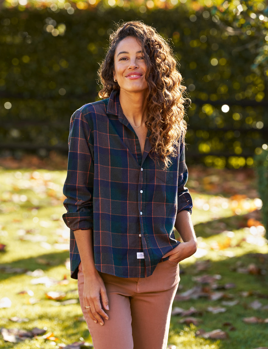 EILEEN Brown and Green with Pumpkin Plaid, Italian Flannel