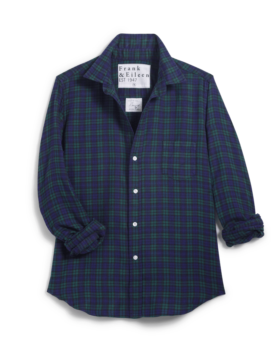 BARRY Small Navy and Black with Green Plaid, Italian Flannel