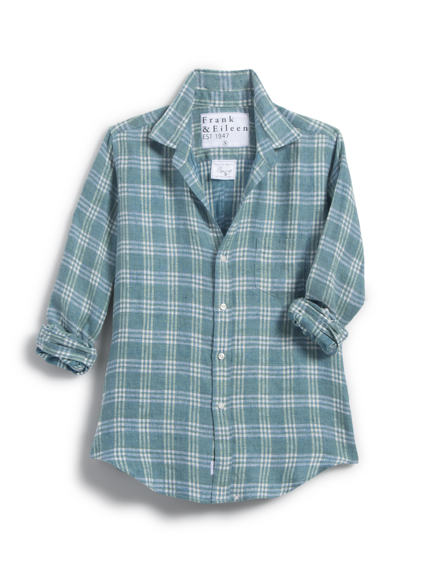 BARRY Green and Blue Plaid, Flannel Linen