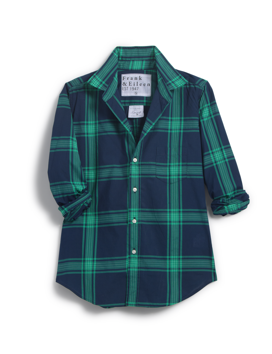 BARRY Jade and Navy Plaid, Casual Cotton