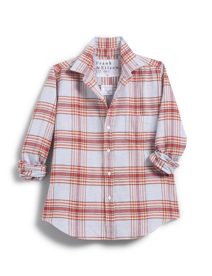 BARRY Rust and Gray Melange Plaid, Italian Flannel