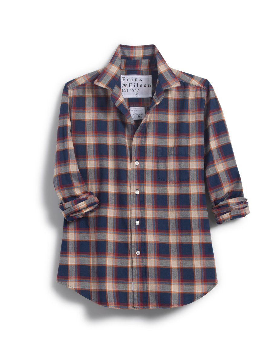 BARRY Rust and Navy Plaid, Italian Flannel