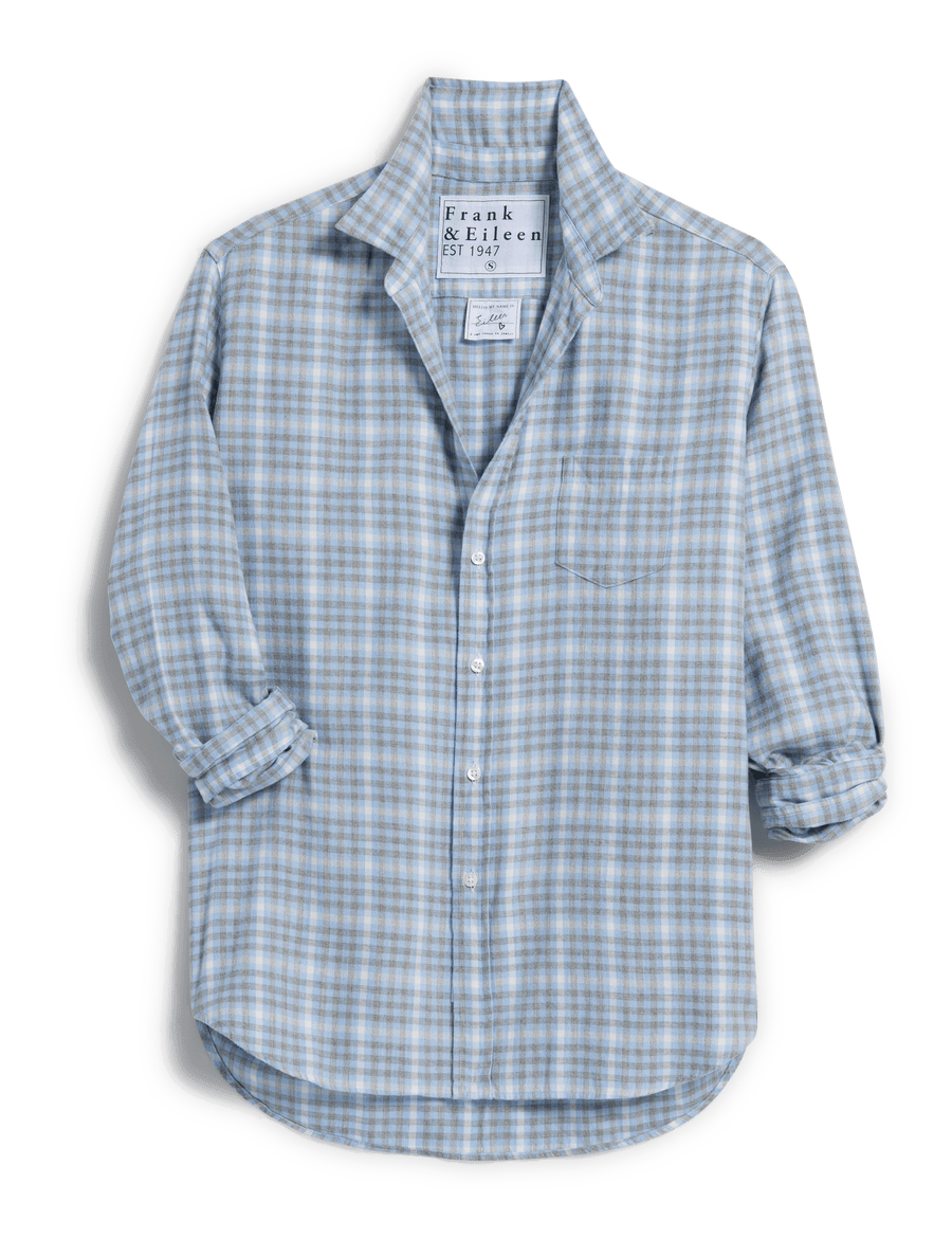 EILEEN Cream and Gray Blue Check, Italian Cashmere Touch