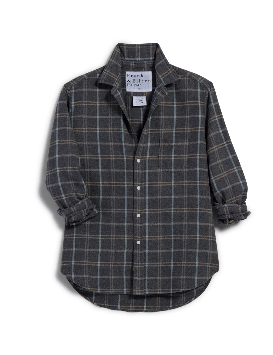 EILEEN Charcoal and Blue Plaid, Italian Flannel