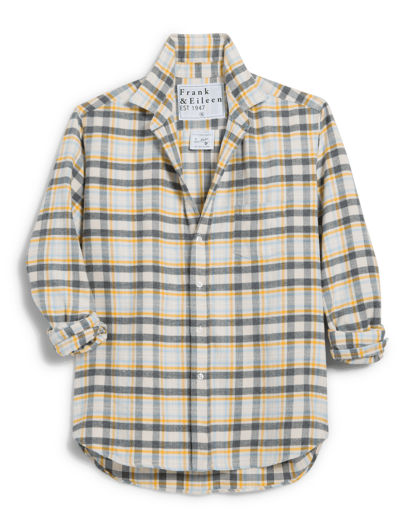 Eileen, Relaxed Button-up Shirt, Cream Plaid 