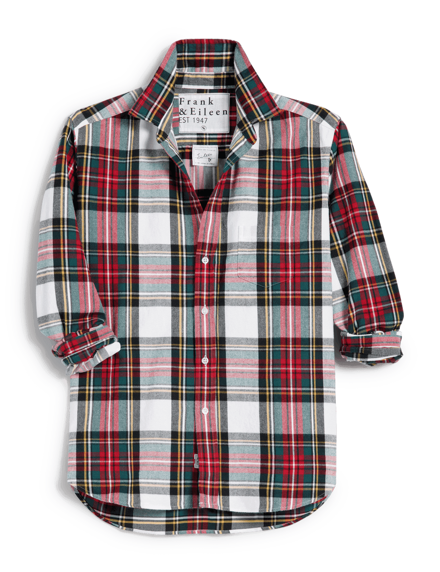 EILEEN White and Red with Green Plaid, Italian Flannel