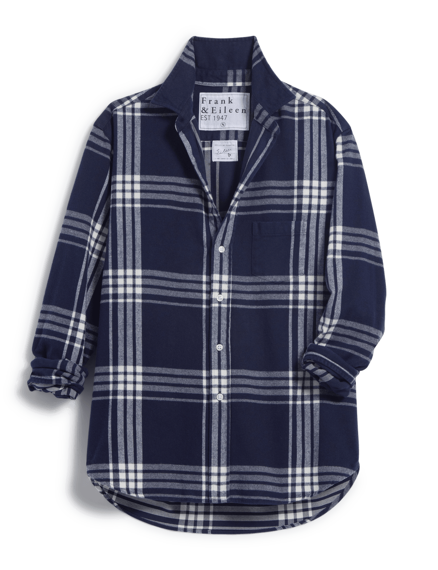 EILEEN Navy and White Plaid, Italian Flannel