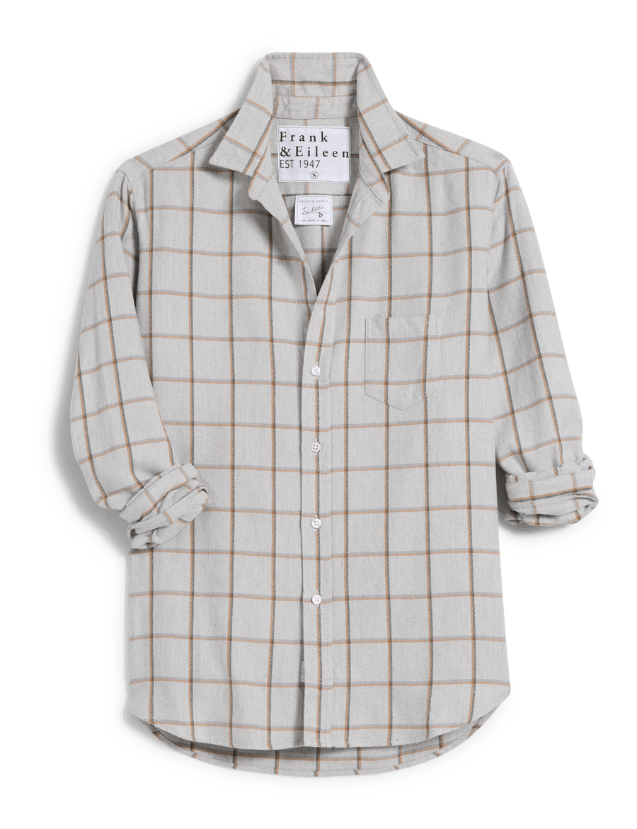 EILEEN Heather Gray with Orange Windowpane, Italian Flannel