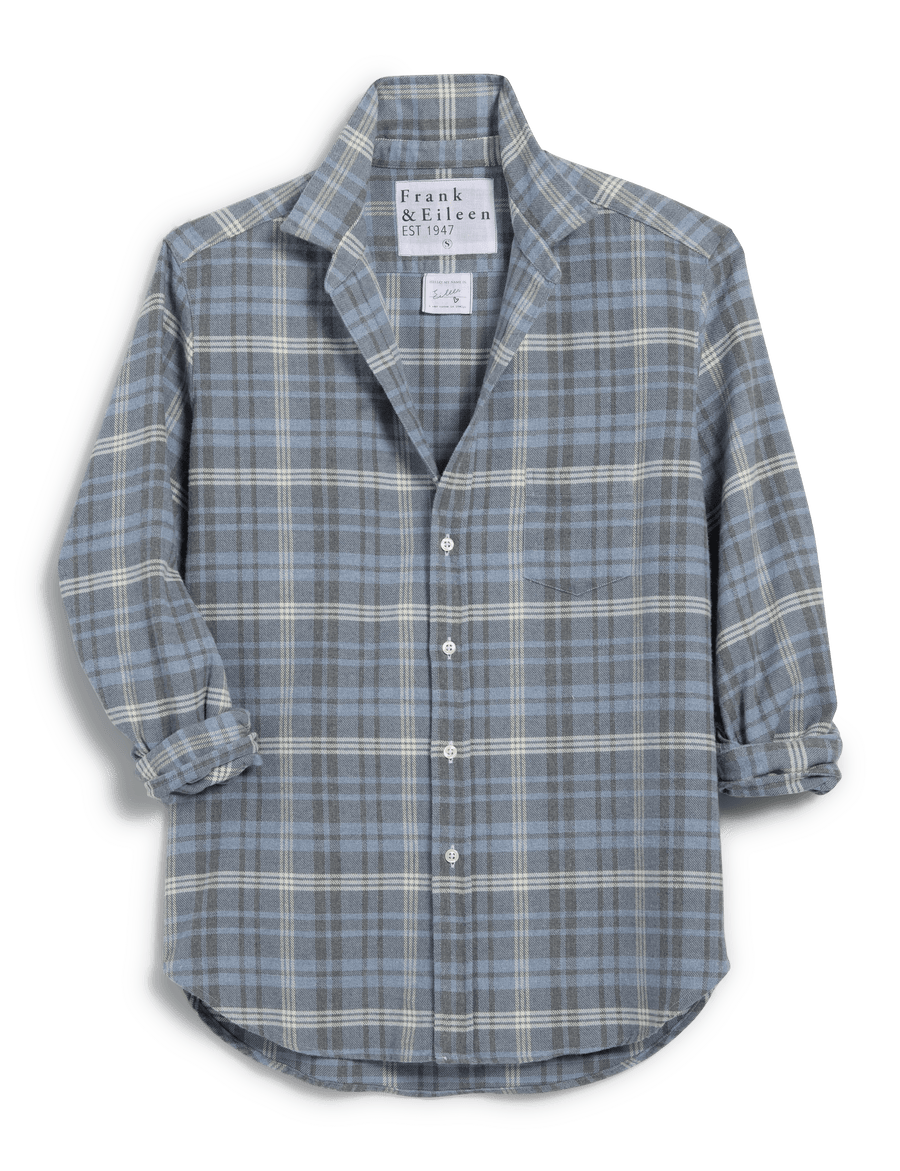 EILEEN Gray and Cream with Blue Plaid, Italian Flannel