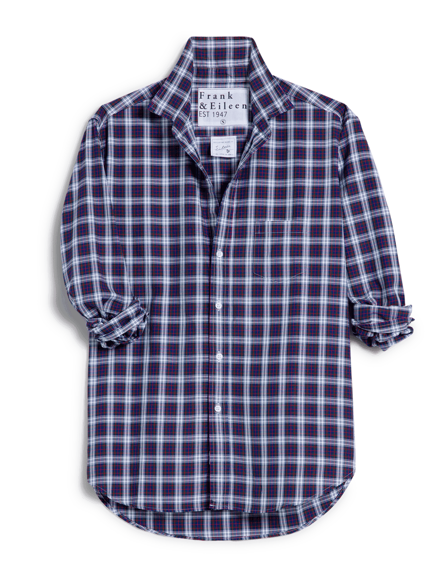 EILEEN Navy and White with Red Plaid, Flannel