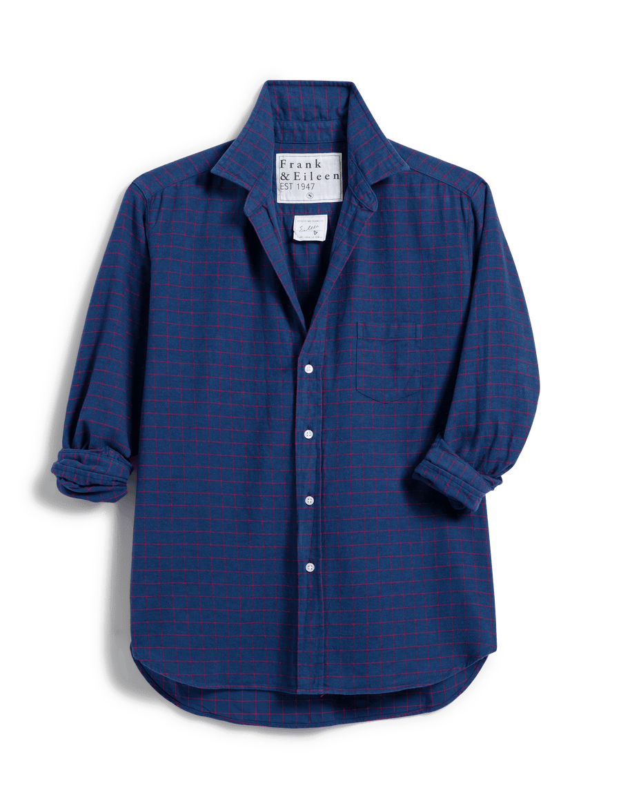 EILEEN Navy with Small Red Windowpane, Italian Flannel