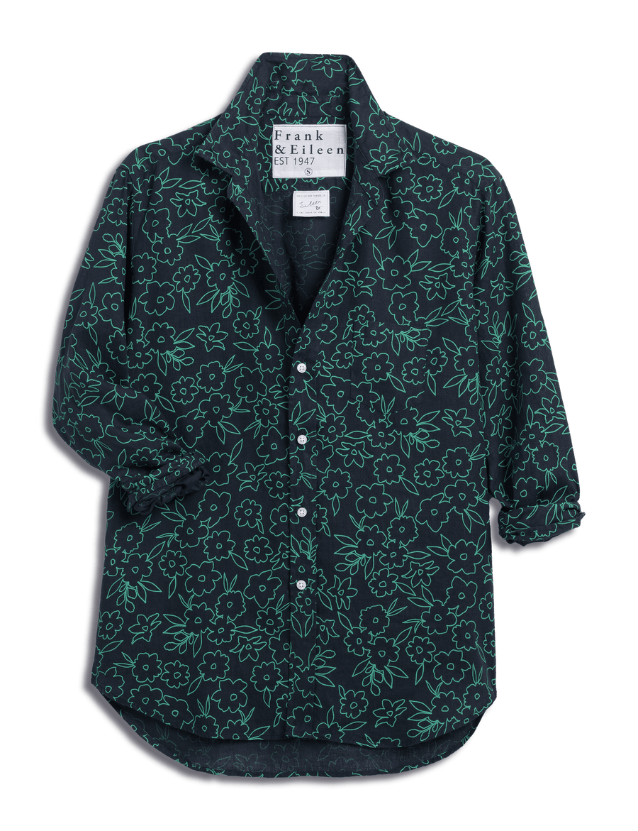 EILEEN Navy with Green Floral, Classic Linen