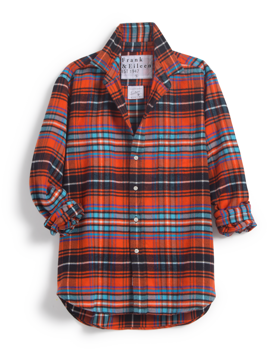 EILEEN Orange and Blue with Black Plaid, Flannel