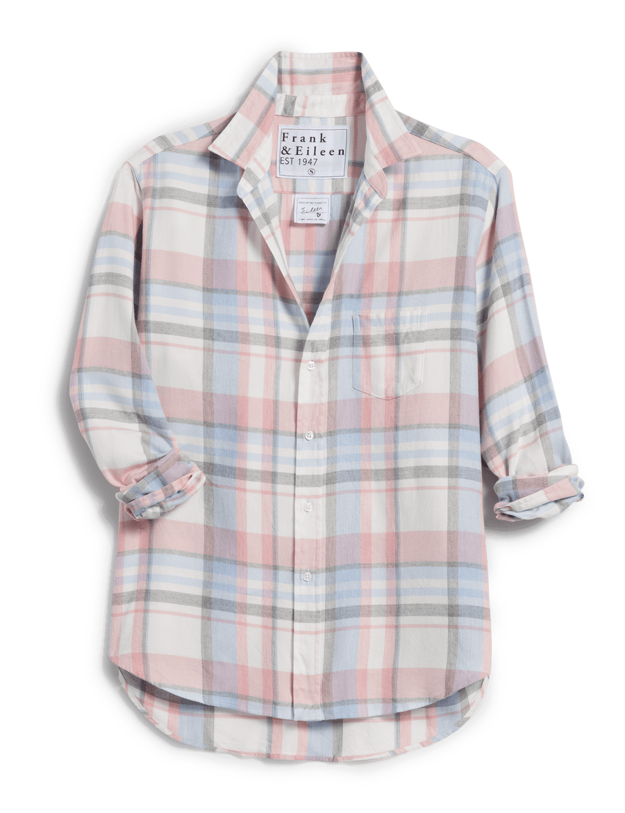 EILEEN Pink and Blue Gray Plaid, Italian Cashmere Touch