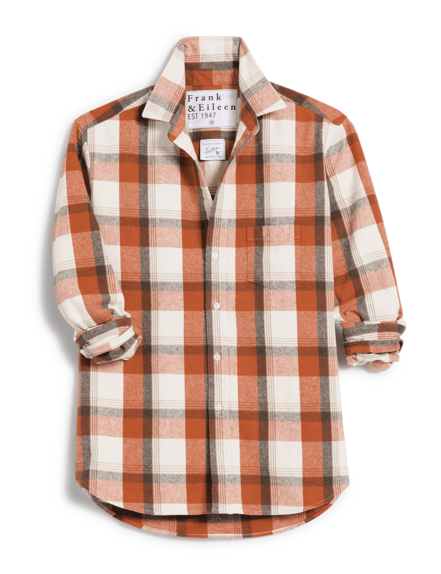 EILEEN Pumpkin and Brown Plaid, Italian Flannel