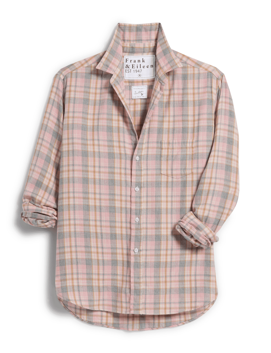 EILEEN Pink and Gray Melange Plaid, Italian Cashmere Touch