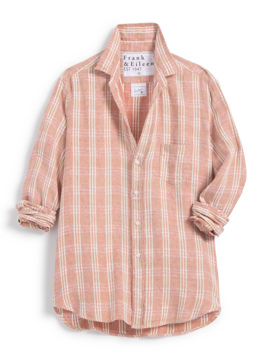 EILEEN Orange and Cream Plaid, Flannel Linen